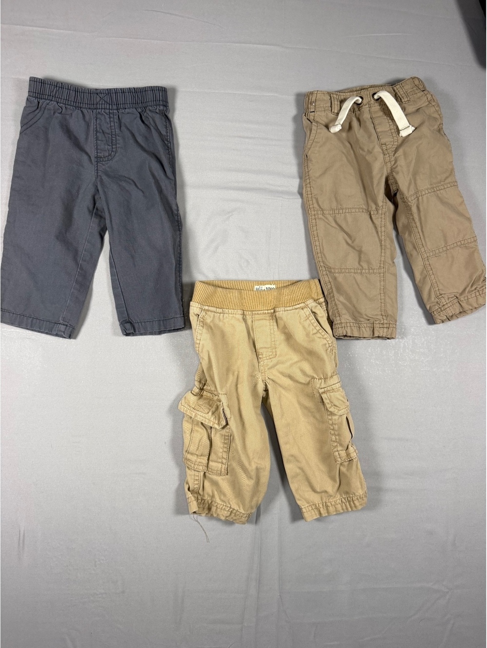 Carter's Baby Boys' 9 Months Cotton Pants Bundle - 3 Pairs, Elastic Waist, Cargo